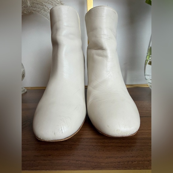 Acne Studios Off-White Leather Ankle Boots Sculptural Metallic Heel - Picture 15 of 15